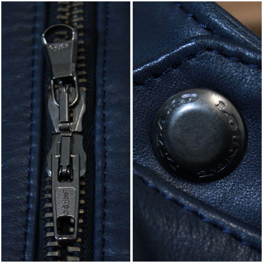 希少カラー ラウンジリザード シングルライダースジャケット 3 L ネイビー 紺