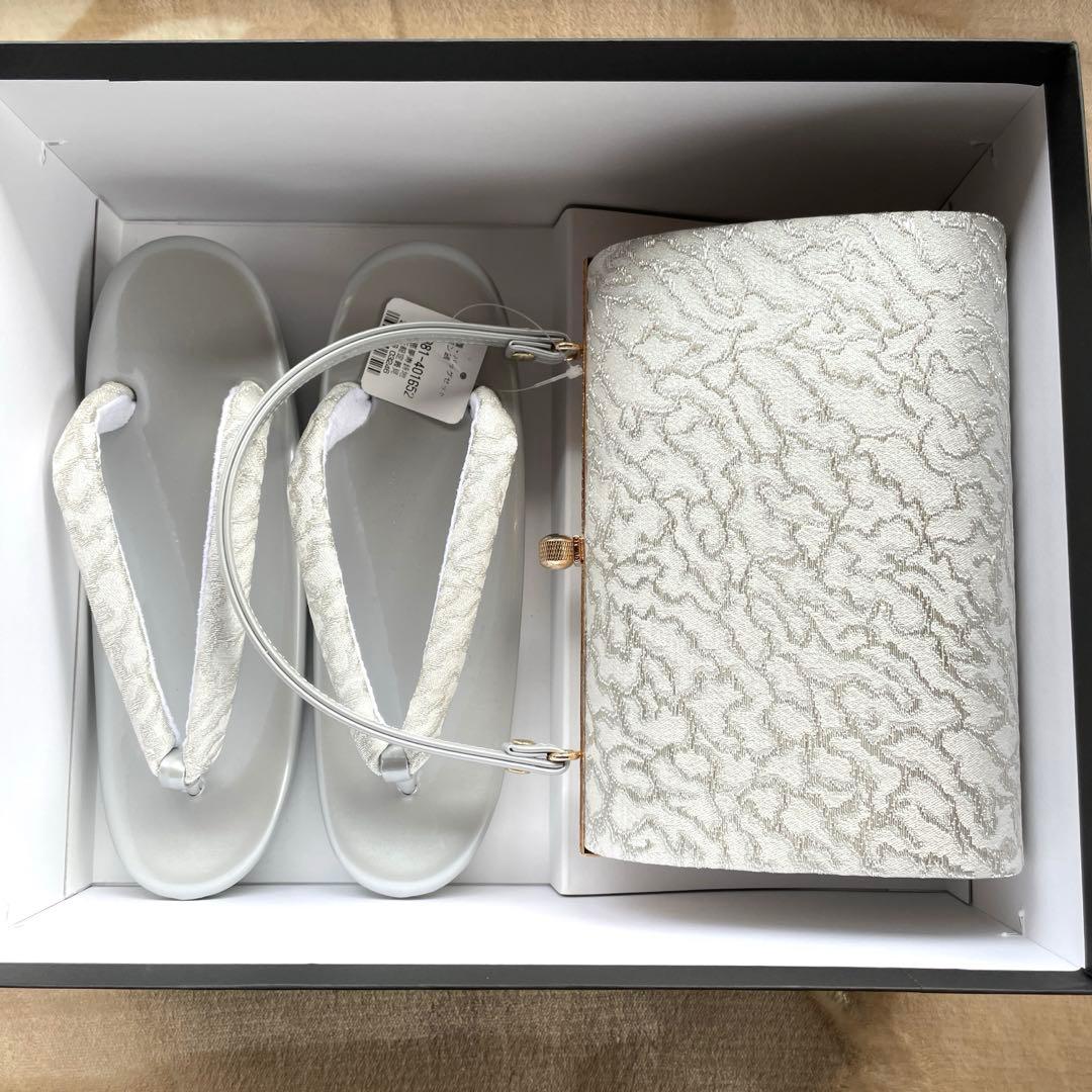 和装 草履バッグセット フォーマル 帯地 シルバー フリーサイズ u24