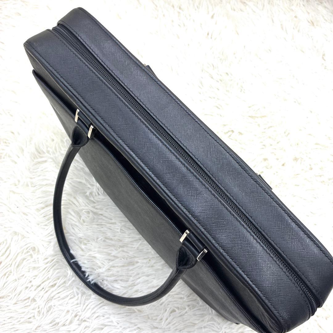 バーバリー サフィアーノレザー ノバチェック ビジネスバッグ ブラック 黒 A4