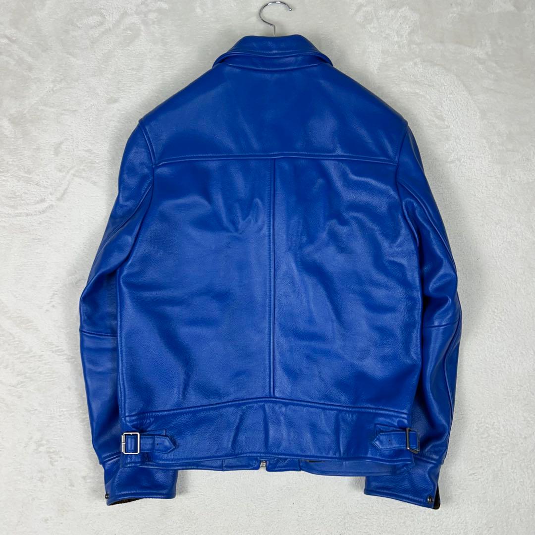 極希少☆FORTIME 牛革 シングルライダースジャケット レザー チェック