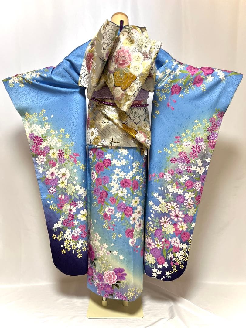 【美おり】振袖 正絹 振袖フルセット 7点セット 成人式 エレガント 水色