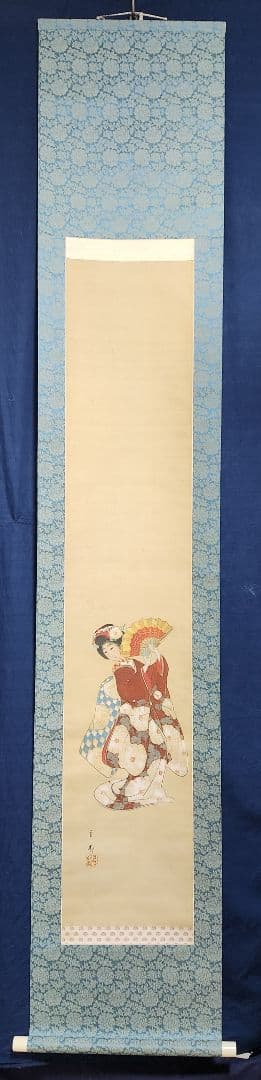 【舞妓舞踊図】大江良起 735 舞子さん 掛け軸 肉筆