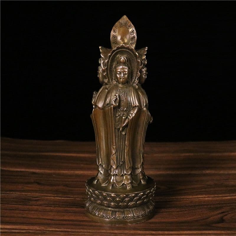 仏像 三面観音 仏堂供養観音三聖仏像 鎮宅 辟邪 開運 風水 招財 工芸品 置物