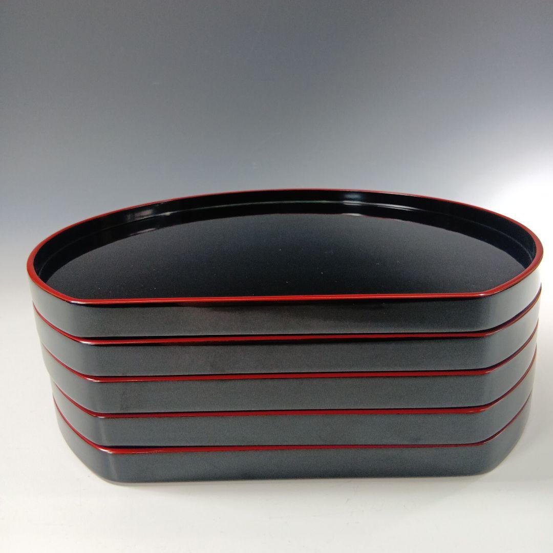 値下げ輪島塗　光栄堂　半月盆5枚　共箱