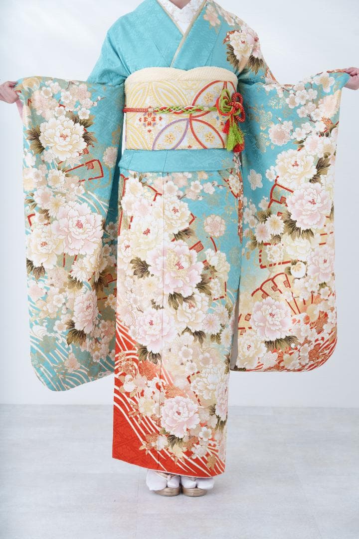 ≪美品≫正絹　振袖９点フルセット【787】【145cm~155cmの方用】