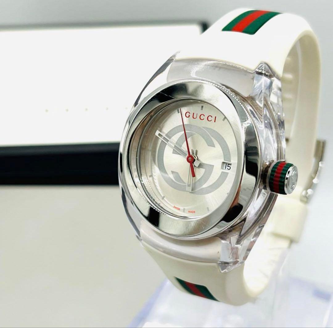GUCCI 時計 SYNC シンク ホワイト　箱、説明書付き‼️