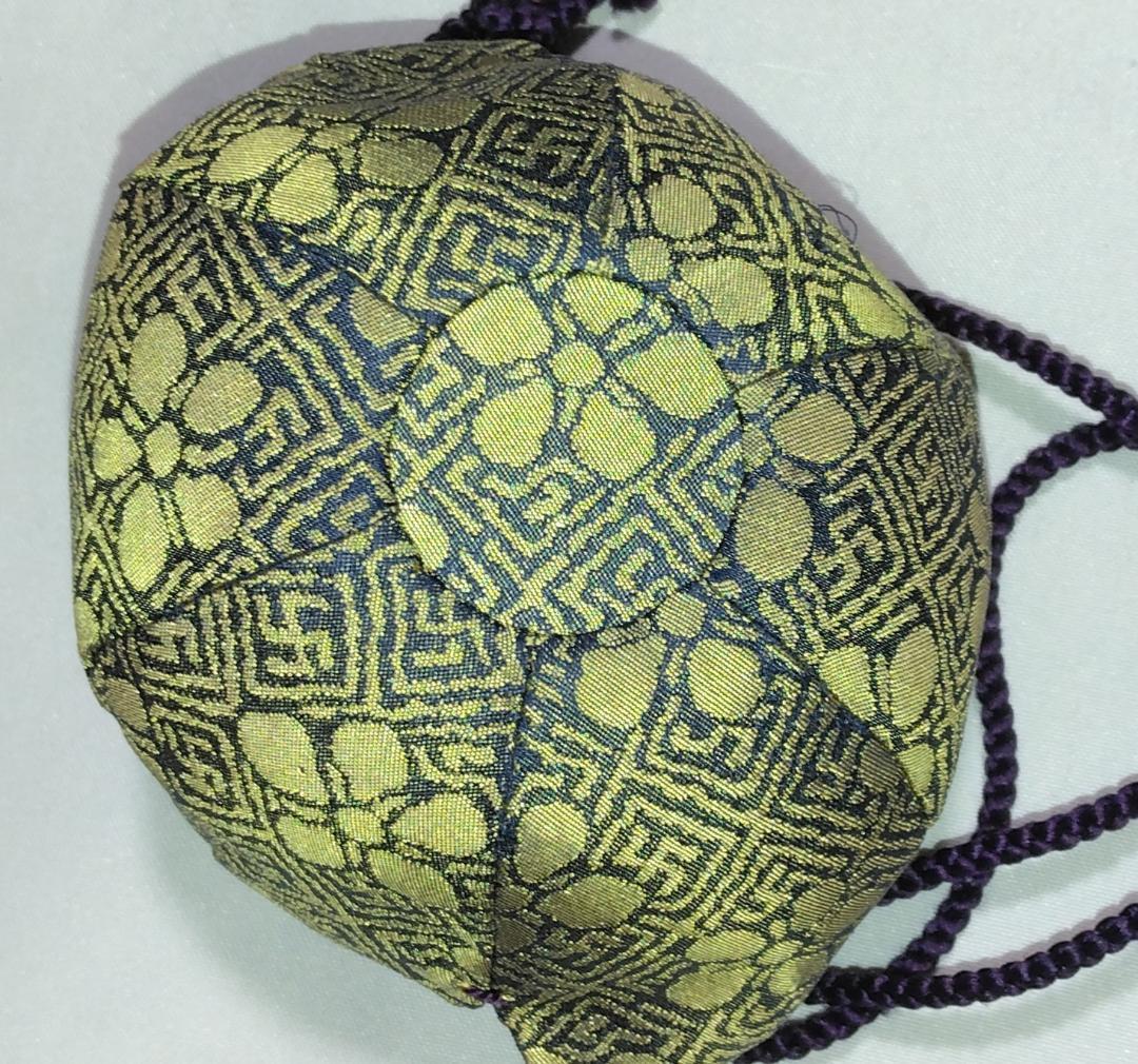 茶道具　備前焼茶入　木村陶峰作　備前焼火襷文中海茶入　藤種緞子仕覆付　美品！！