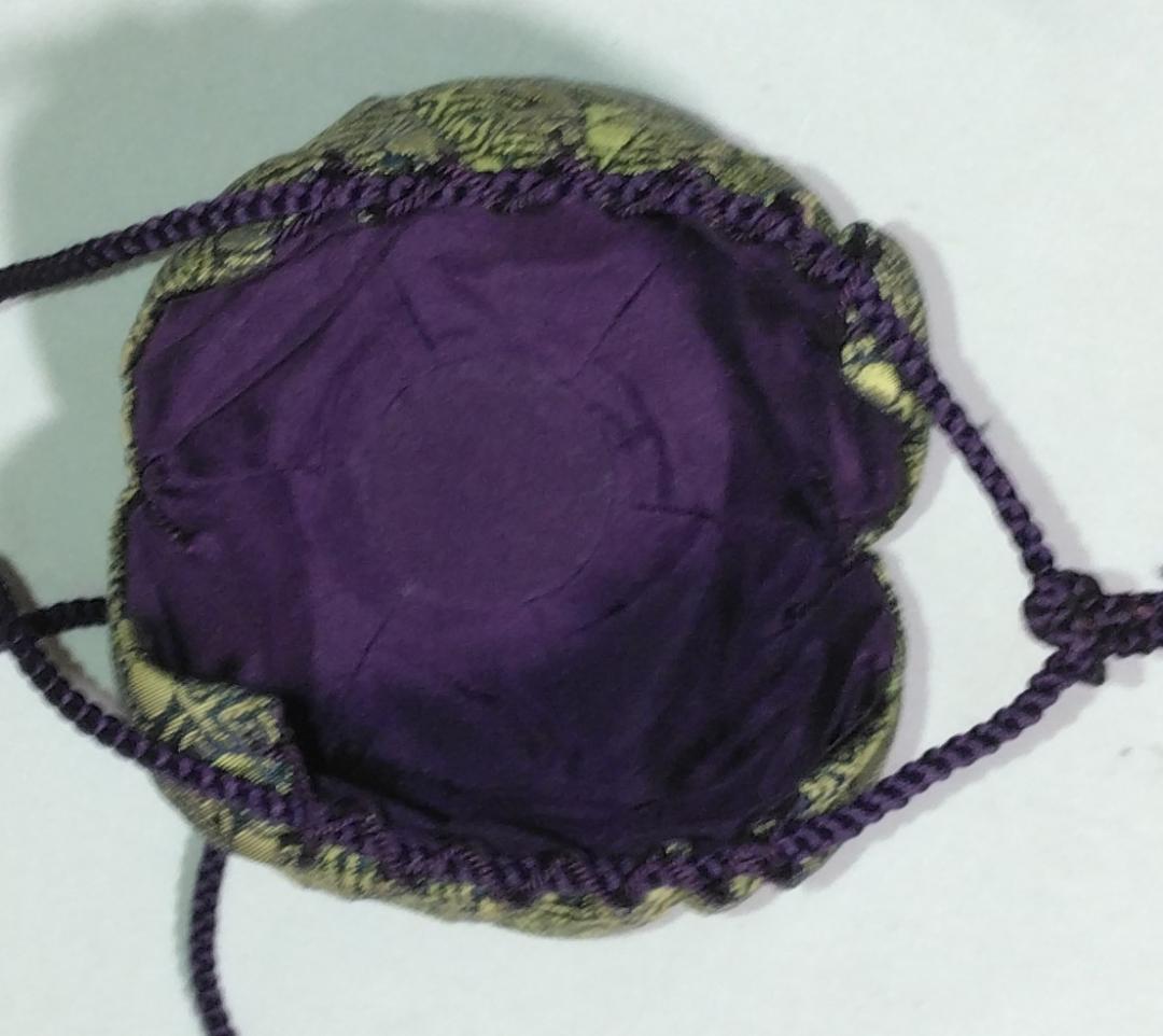 茶道具　備前焼茶入　木村陶峰作　備前焼火襷文中海茶入　藤種緞子仕覆付　美品！！