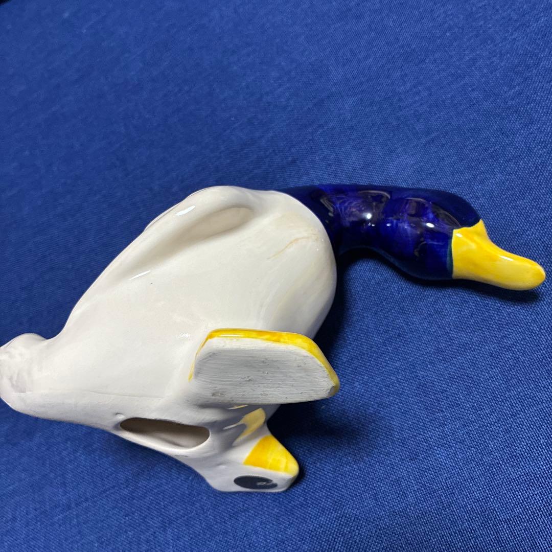 青と白の陶器製アヒル　イギリス製