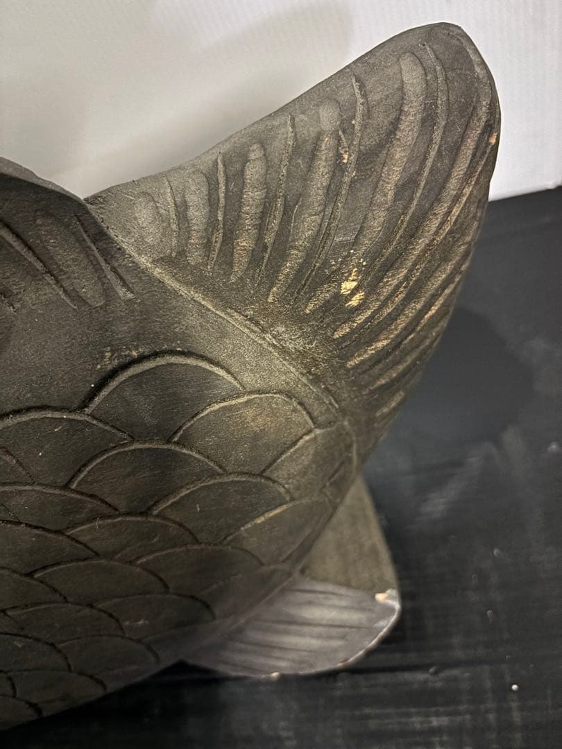 自在鉤　木彫り　鯛　囲炉裏　工芸品　古道具　古美術