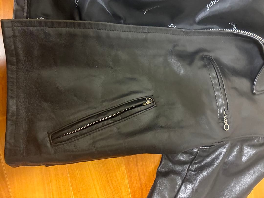 Schott ブラックレザーシングルライダースジャケット