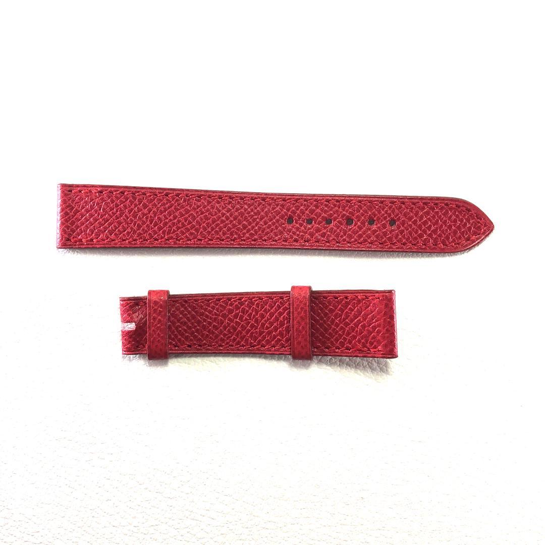【美品】エルメス／Hウォッチ用 革ベルト 赤・GP／□A刻印