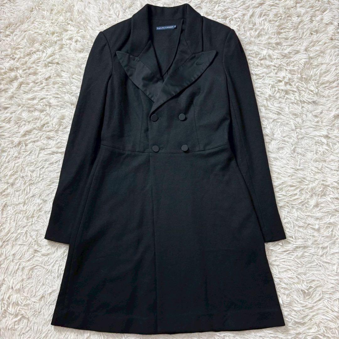 美品　高級　ラルフローレン　カシミヤ混紡　ダブルチェスターコート　ブラック