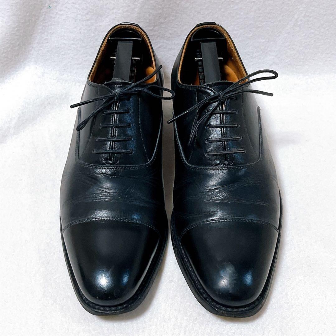 美品 スコッチグレイン 革靴 黒23.5 内羽根 ストレートチップ 黒 0106
