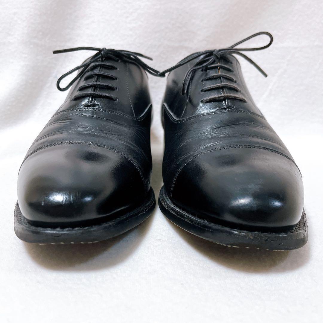 美品 スコッチグレイン 革靴 黒23.5 内羽根 ストレートチップ 黒 0106
