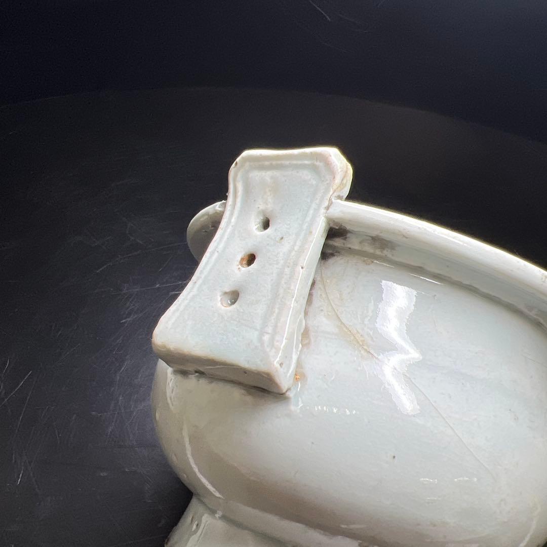 李朝白磁香炉　木箱付　高さ約16.5㎝　東Y7-0725⭐︎2F