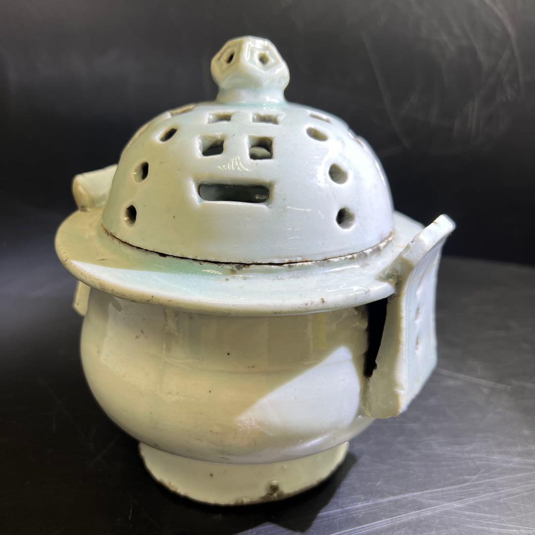 李朝白磁香炉　木箱付　高さ約16.5㎝　東Y7-0725⭐︎2F