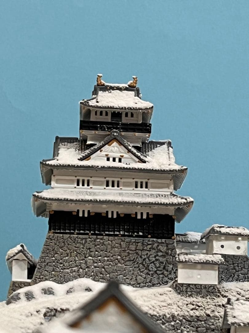 岐阜城　模型 プラモデル　組立済　完成品（雪　冬仕様）