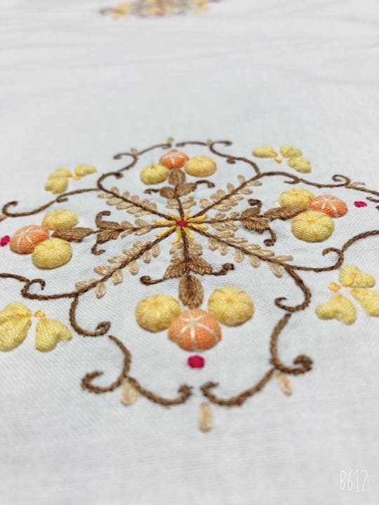 フランス 手刺繍 テーブルクロス アンティーク