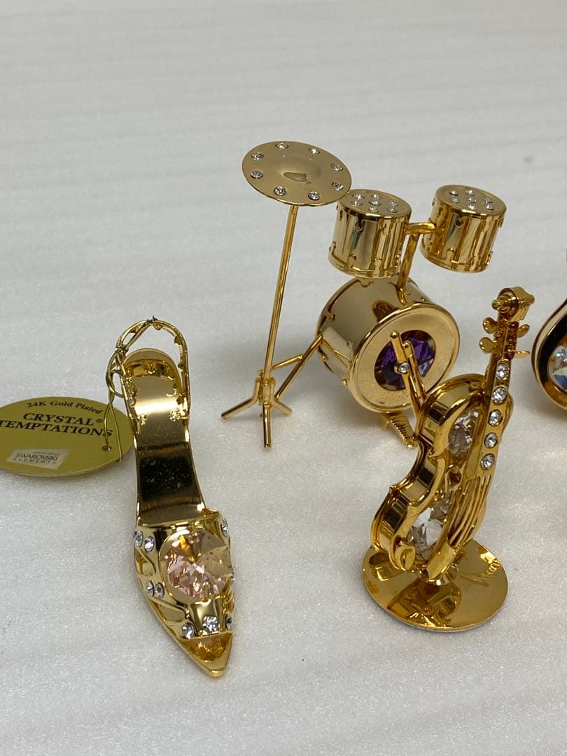 3-2673 スワロフスキー　ミニチュアハイヒール・楽器5点セット