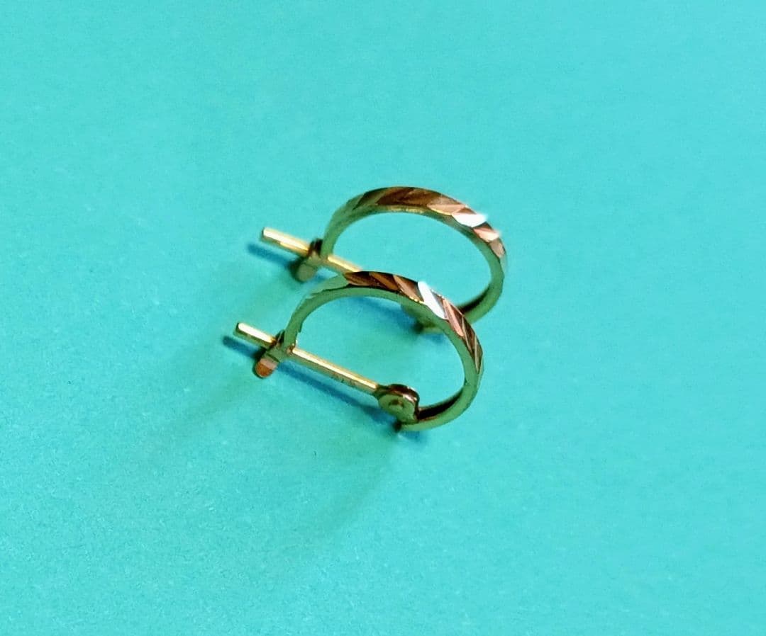 18金 ピアス【1✕10 フープピアス 】ピンクゴールド K18刻印有 両耳用