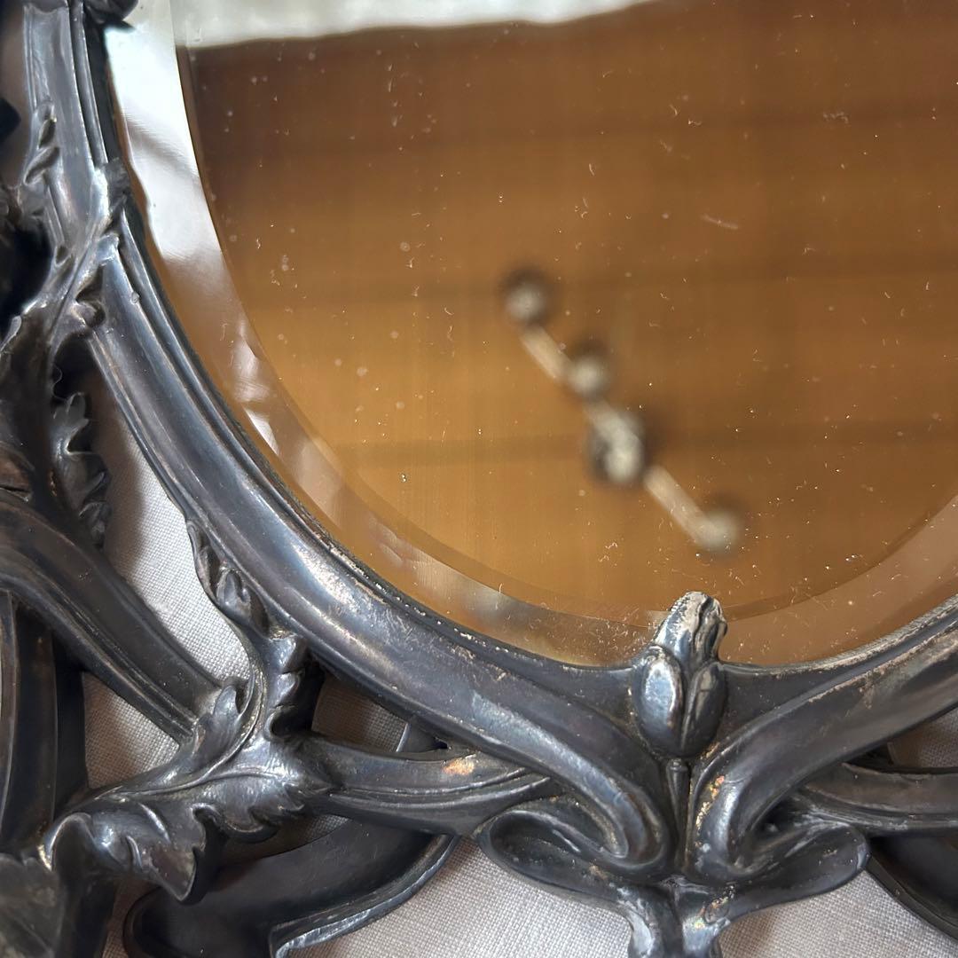 希少　フランスアンティーク　真鍮　スタンドミラー ビゾテ加工 ロココ調 卓上鏡