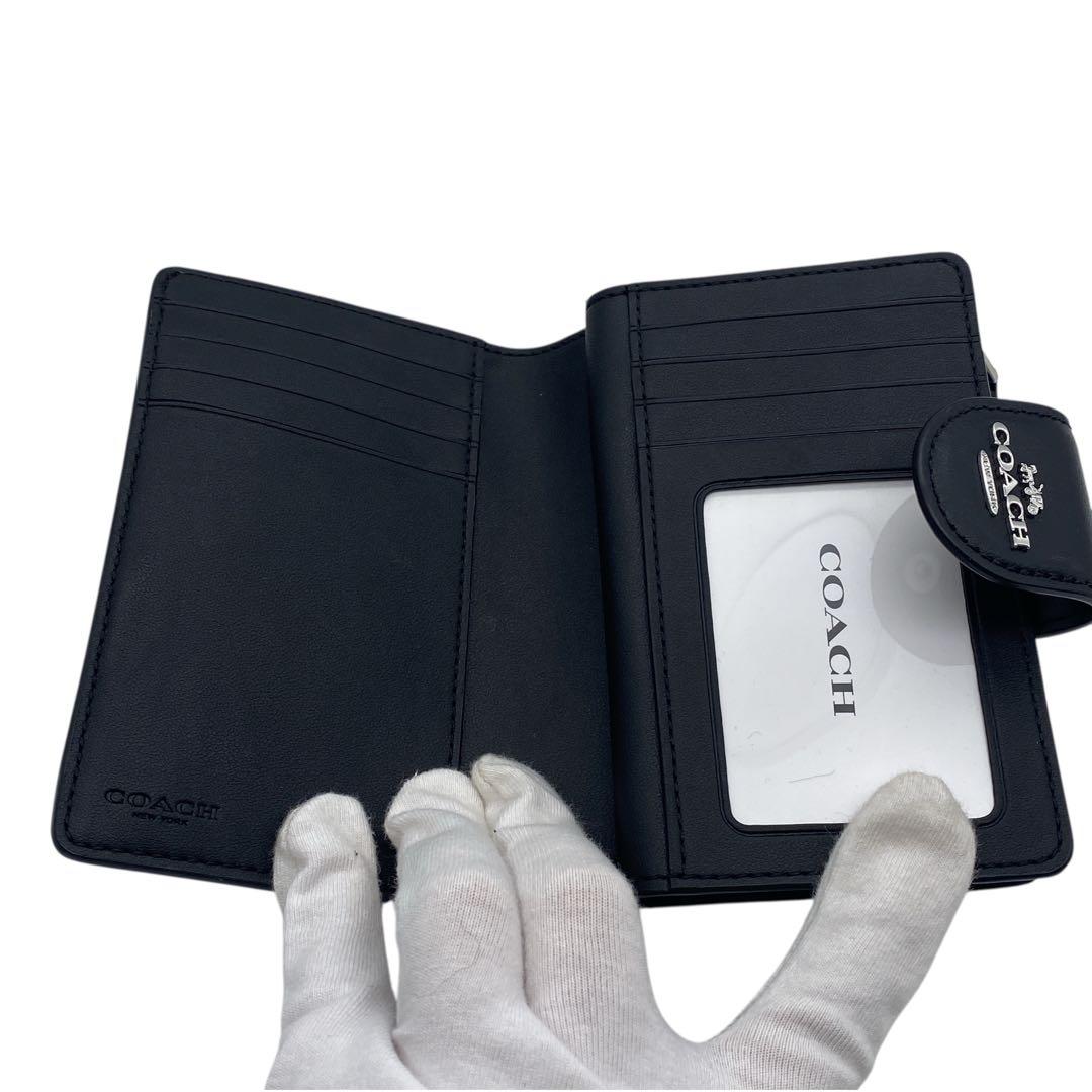 【未使用級】 COACH コーチ 二つ折り 財布 シグネチャー ブラック