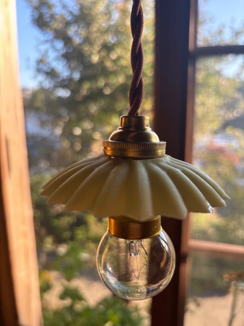 レア！カスタード　サテン　ウランガラス　アトリエランプ　シェード　アンティーク