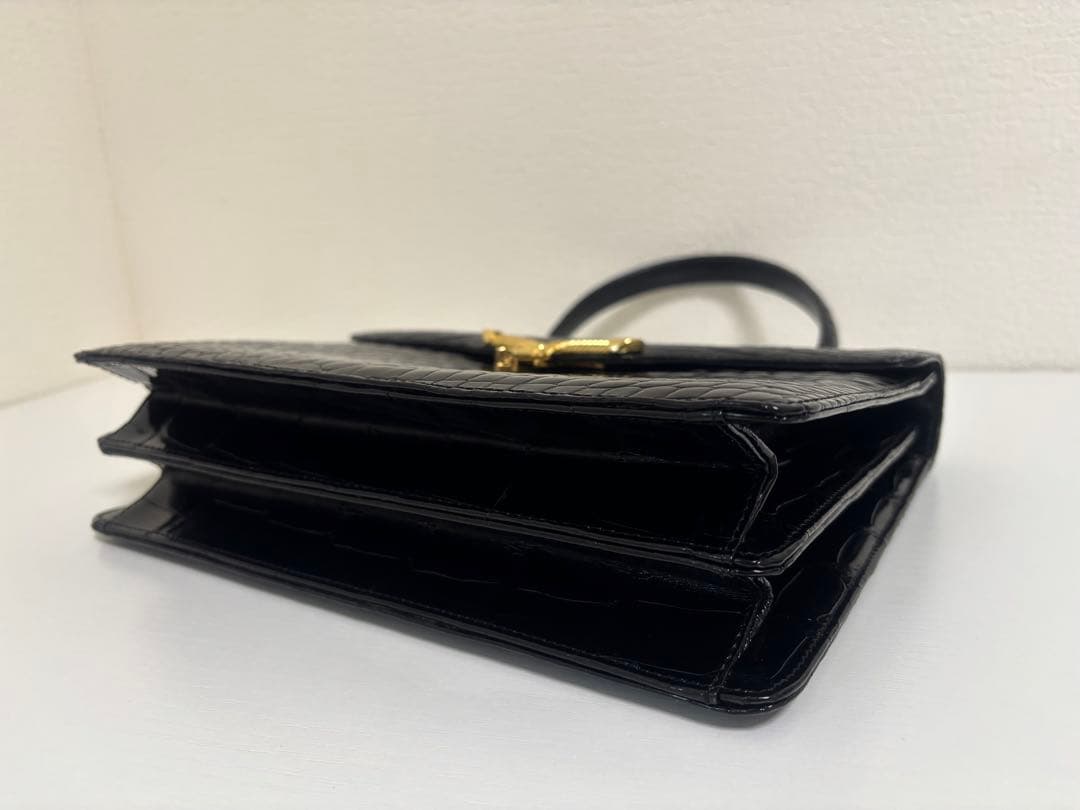 超美品 LONGINES ロンジン クロコダイル ブラック ハンドバッグ