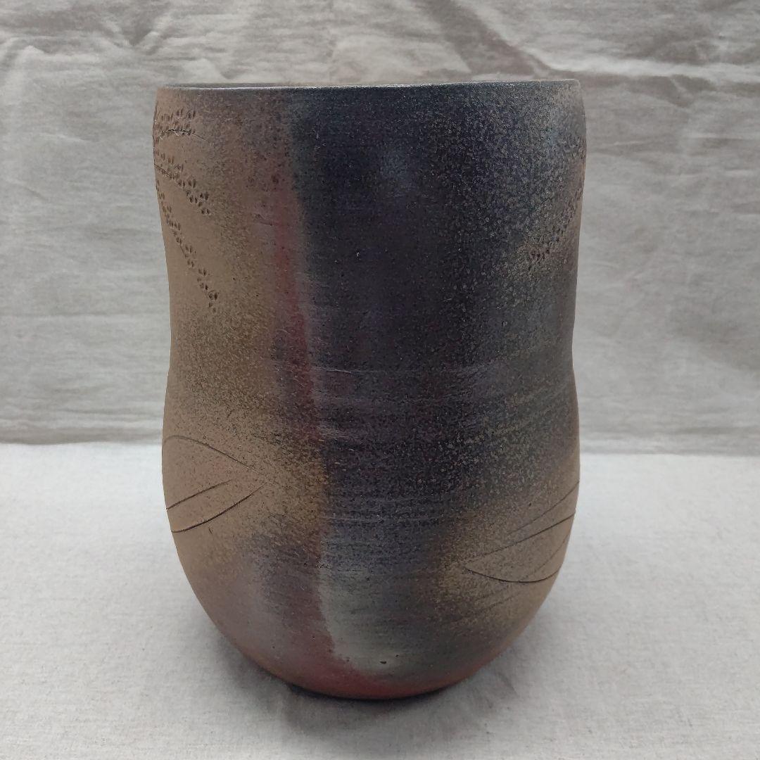 草花紋花器  西端正  丹波焼