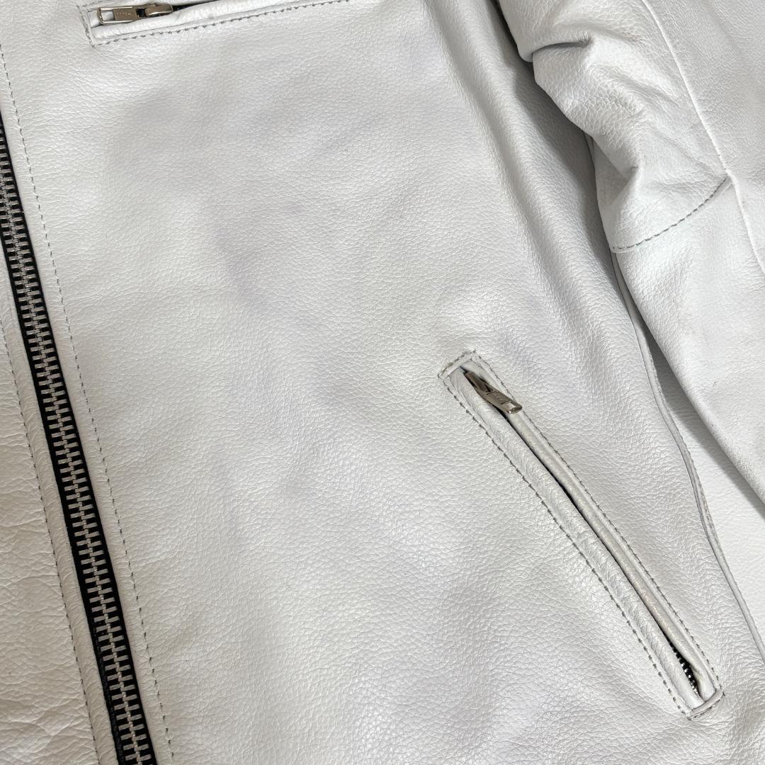 FREEDOM ライダースジャケット バッファローレザー シボ革 M ホワイト