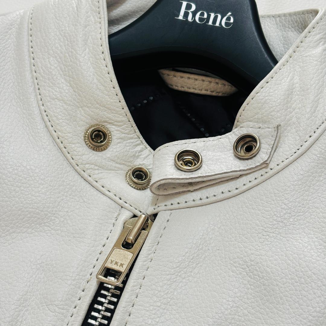 FREEDOM ライダースジャケット バッファローレザー シボ革 M ホワイト