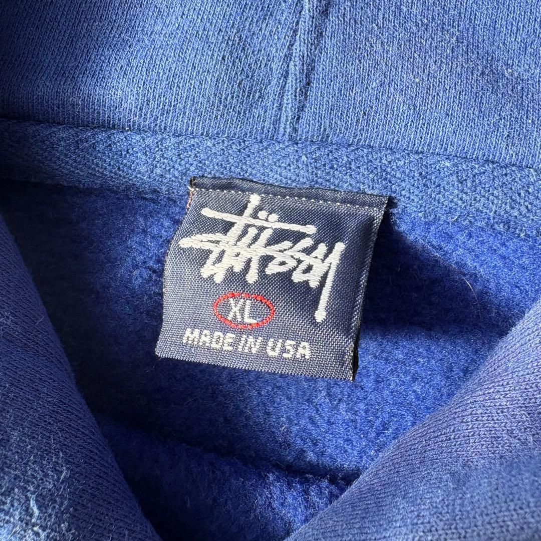 OLD STUSSY USA製 ステューシー ブルー ロゴ パーカー XL