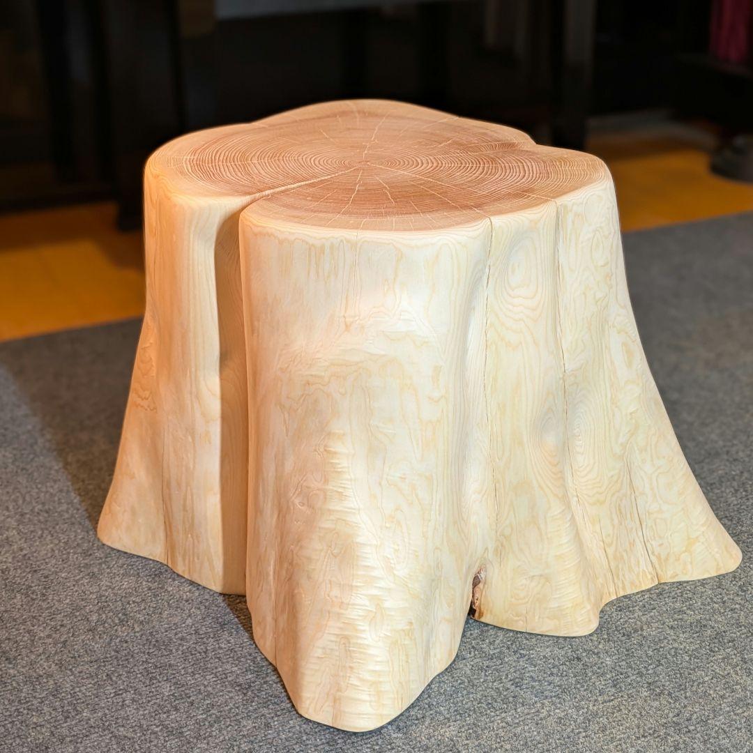 T　檜　切り株　椅子　スツール　テーブル　高さ約30.5㎝