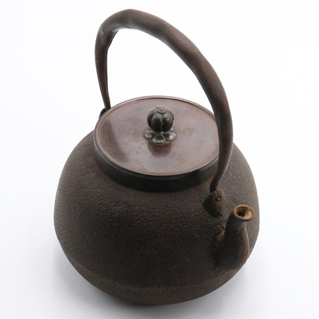 橋本辰敏造 鉄瓶 立口 甑口 煎茶道具　IX284