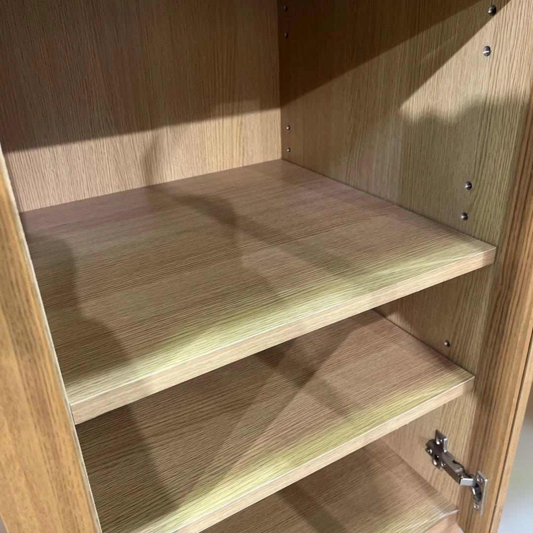 【無印良品】ガラスキャビネット◆３枚扉◇オーク材◆廃盤品