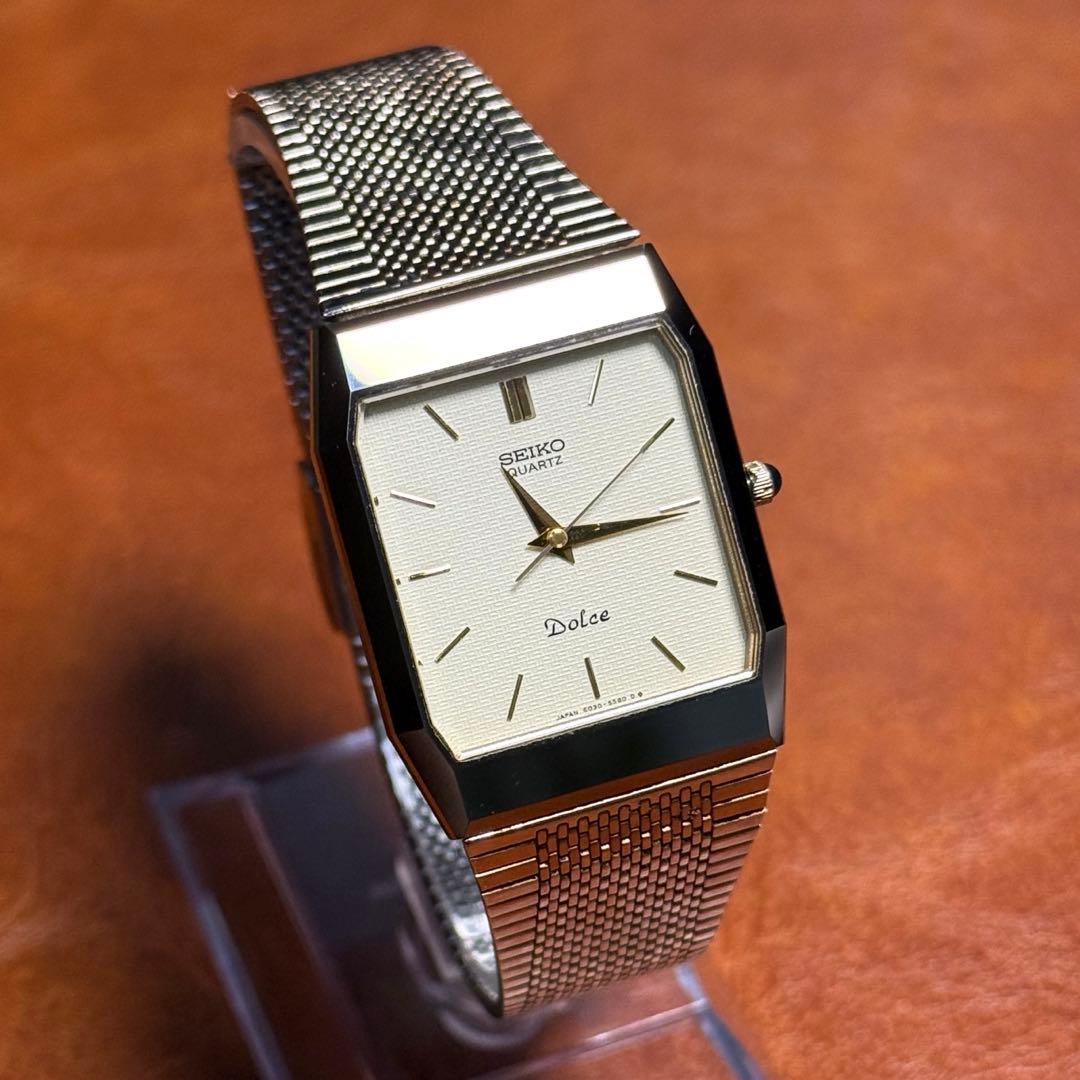 A111希少 稼動品 SEIKO DOLCE レクタンギュラー80年代