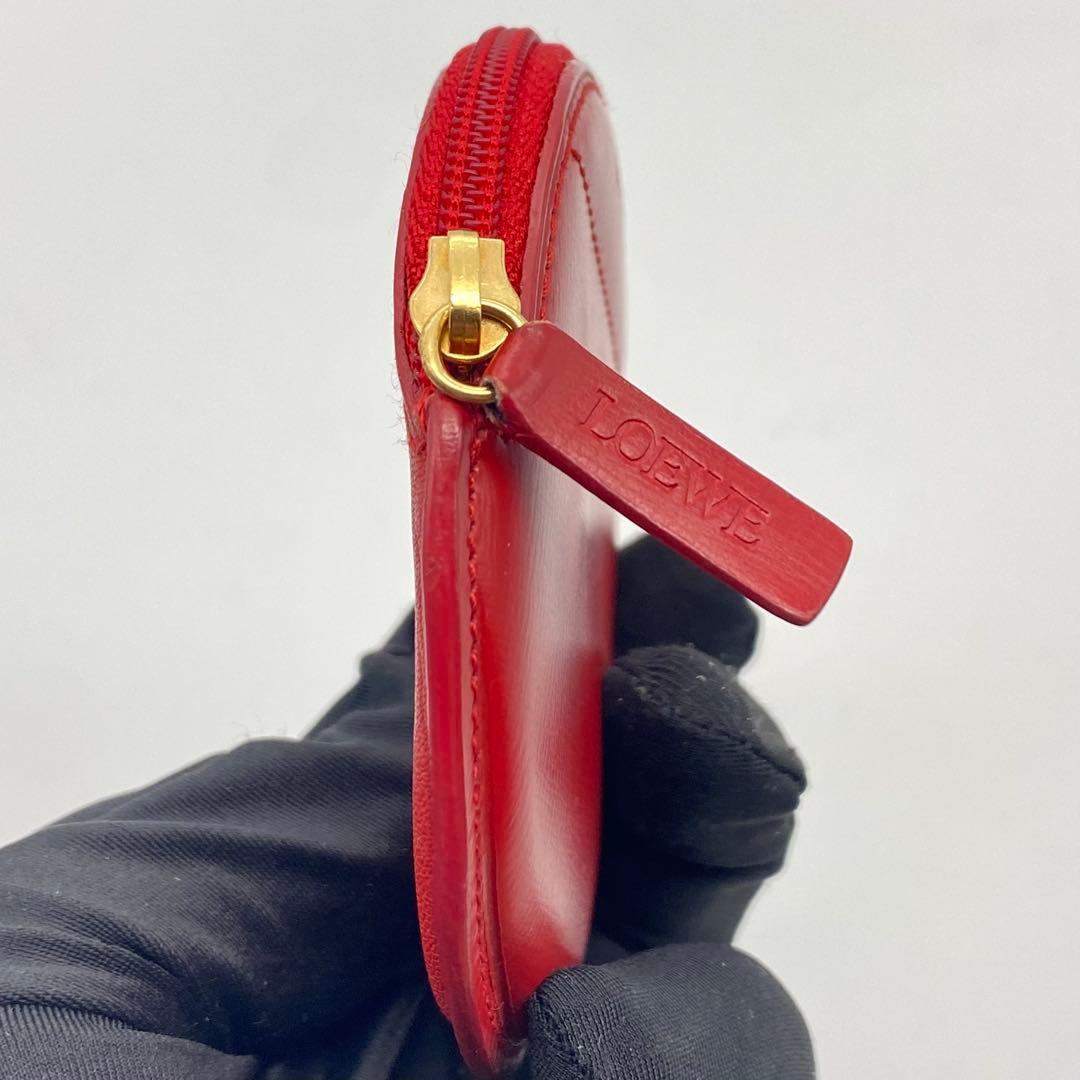 LOEWE・ロエベ・ケース・小銭入れ・丸型・レザー・赤