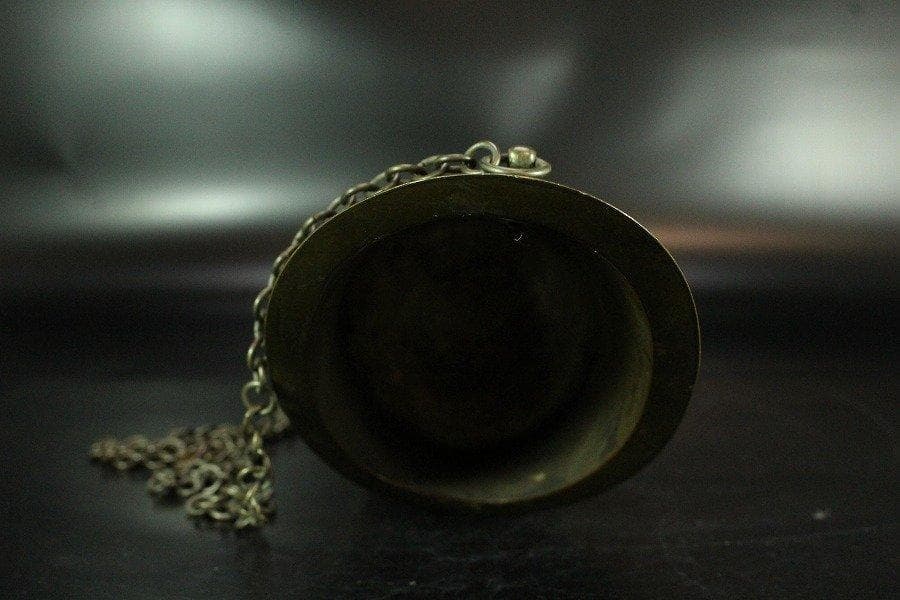 古銅 竹節 釣 花生香炉 全長41.5cm 旧家蔵出