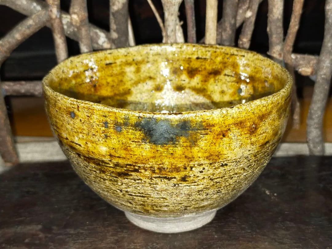 ♥☆彡　骨董　美濃焼　黄瀬戸　茶碗　無銘　骨董　古玩　中国　アンティーク