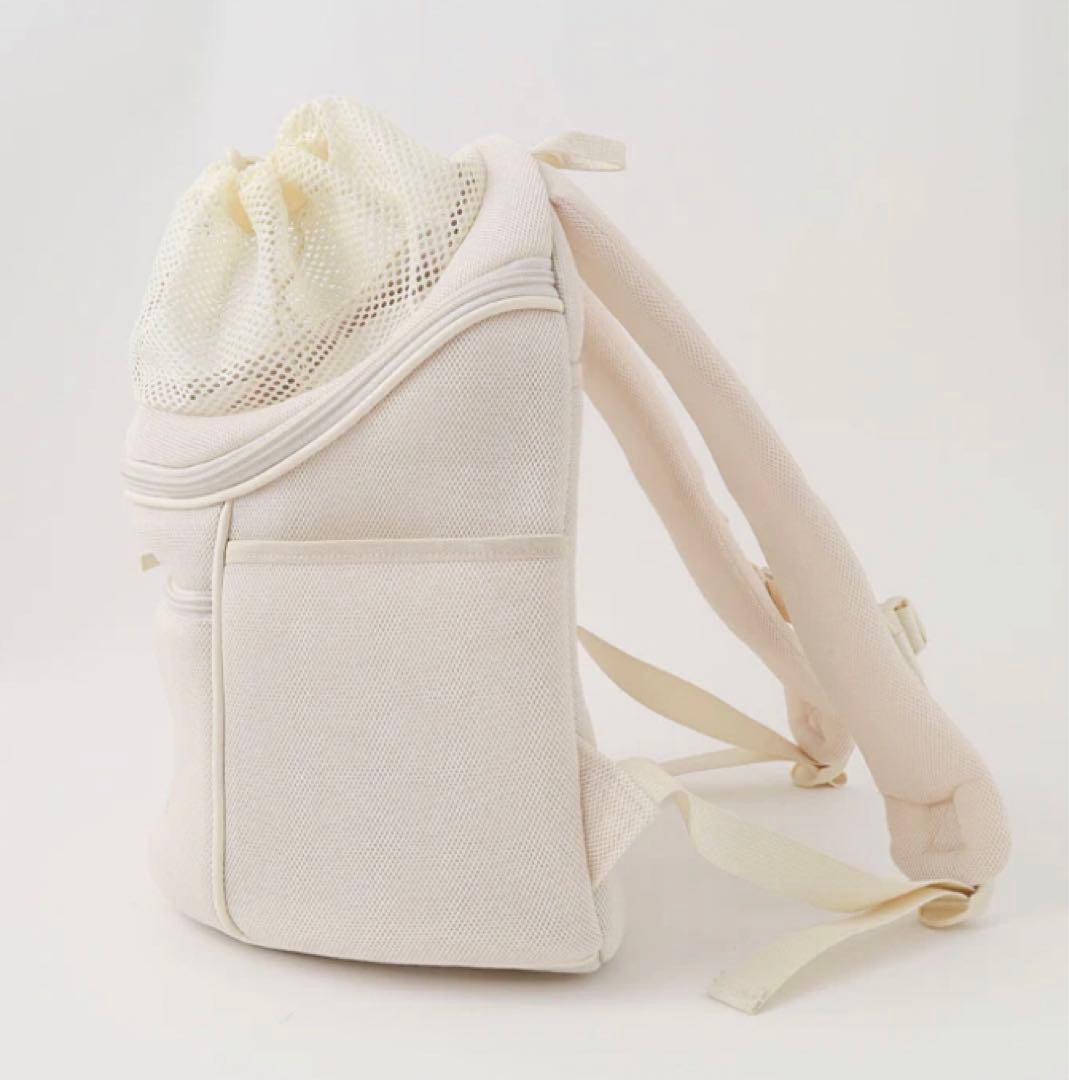 ホワイト メッシュ リュック型キャリーバッグmonchéri Mサイズ