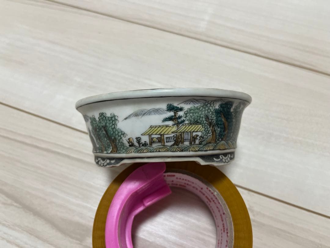 盆栽鉢　絵鉢　染付鉢　ミニ鉢　勝山落款