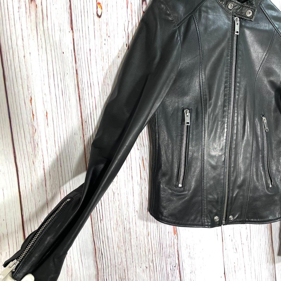 【人気】ディーゼル　レザージャケット　シングルライダースジャケット　羊革黒 本革