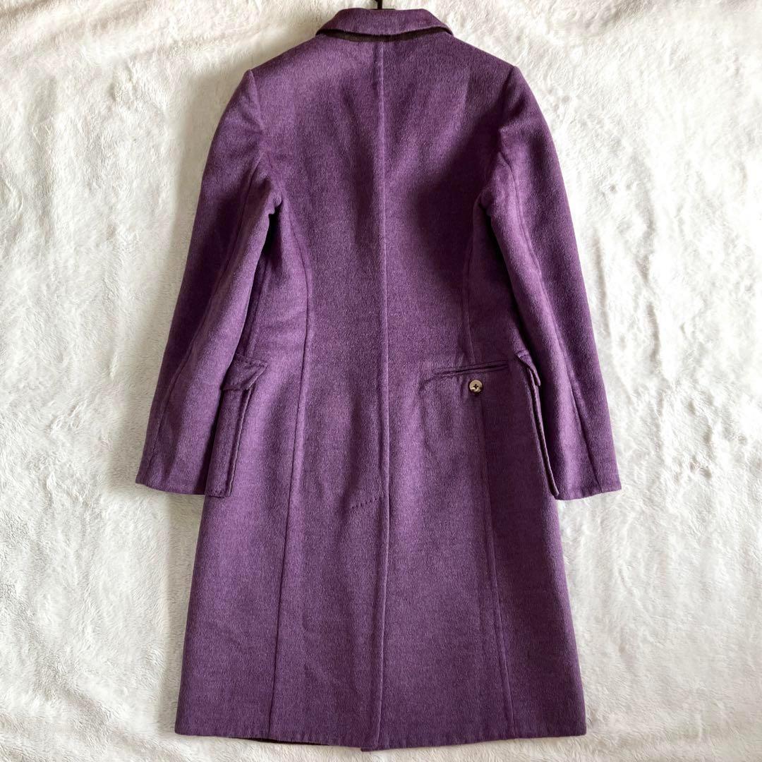 バランタイン BALLANTYNE ウールアンゴラ ロングコート 42 パープル