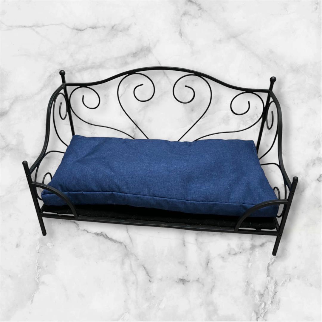 アイアンフレーム ペット ソファ兼ベッド ネイビー