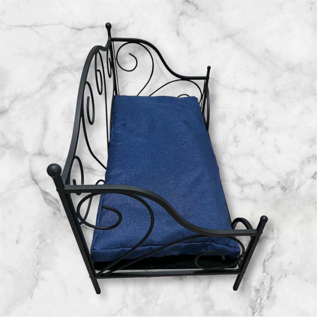 アイアンフレーム ペット ソファ兼ベッド ネイビー