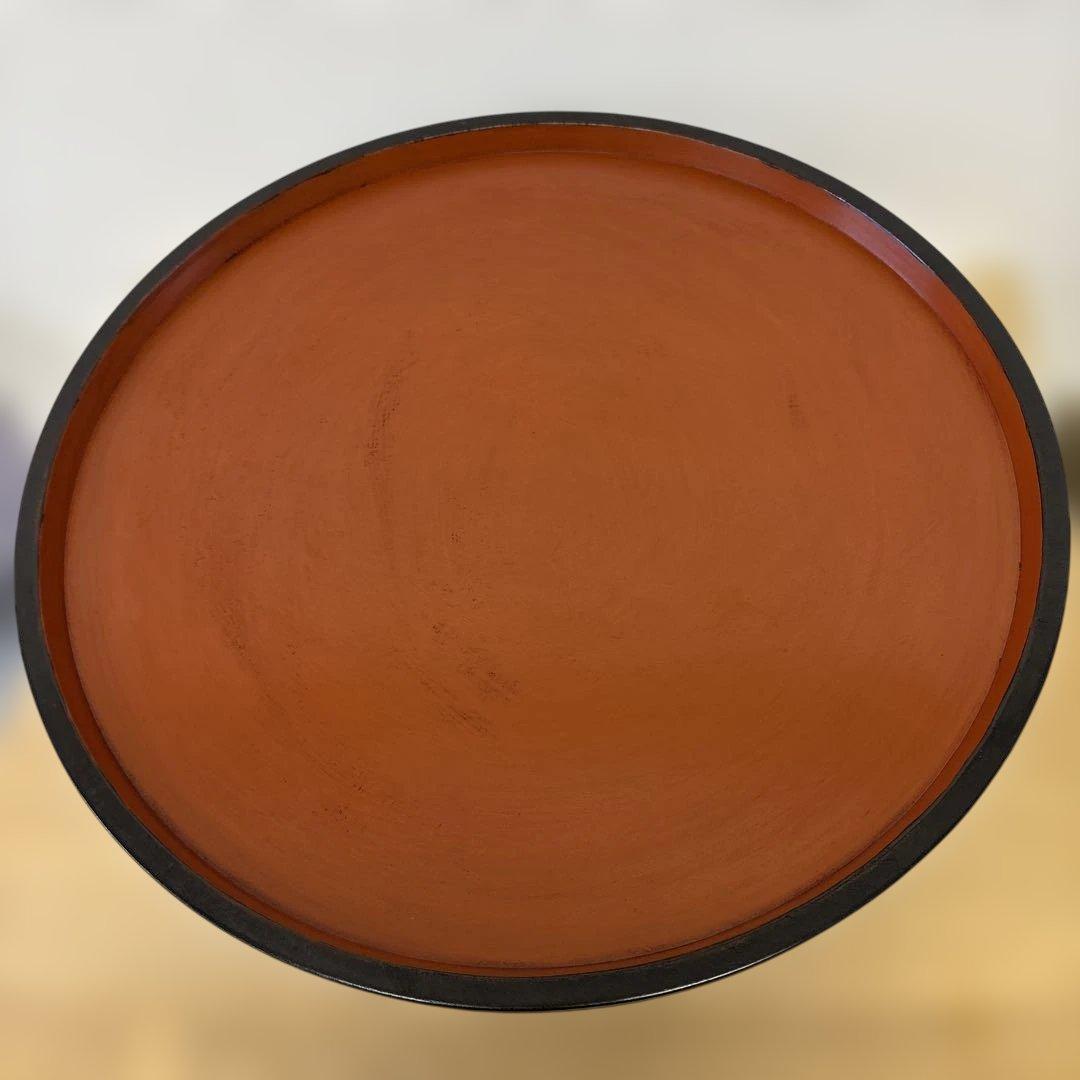 漆工房　大島　天然木　うるし塗　高脚卓盆 ③