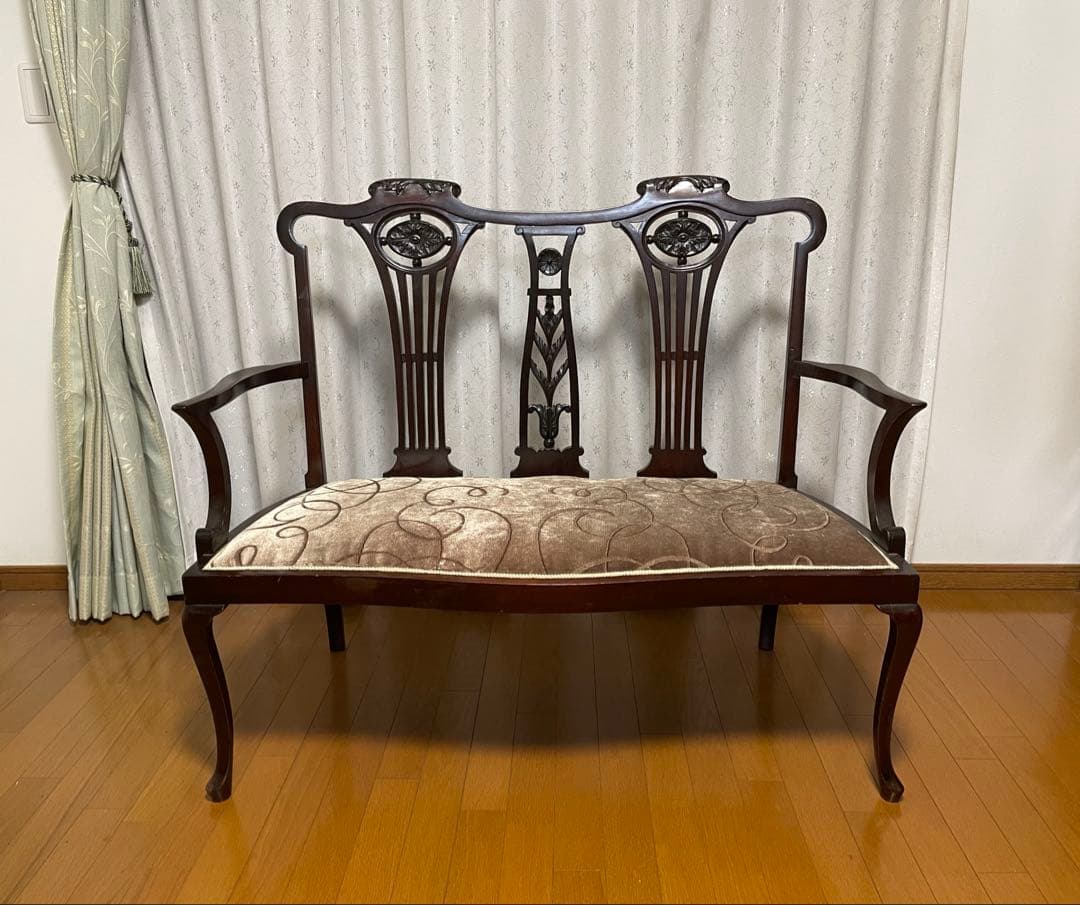 英国アンティーク マホガニー 2シーター ソファ　長椅子