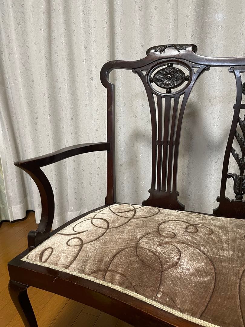 英国アンティーク マホガニー 2シーター ソファ　長椅子