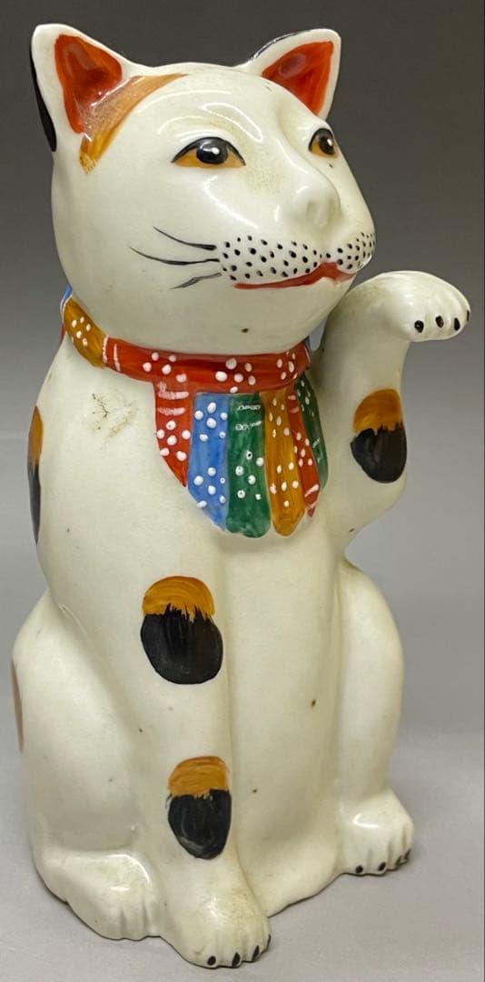 古伊万里　招き猫　商売繁盛　幸福　置物 　y310